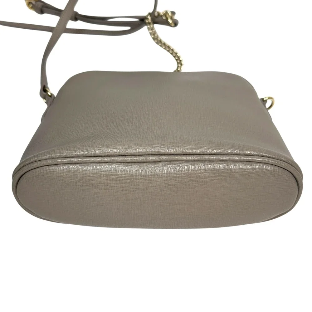 Furla Crossbody Bag Piper Saffiano Leather Chain Strap Gray OS Minimalist Chic